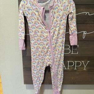 Pink Rainbow Zip-Front Kids One-Piece Pajamas 6/12 months little sleepies